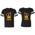 thumbnail image 1 of King Queen Red Gold Crown Matching Couple Cotton Jerseys (Men Black / Women Black) (Men L / Women L), 1 of 3