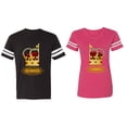 thumbnail image 1 of King Queen Red Gold Crown Matching Couple Cotton Jerseys (Men Black / Women Pink) (Men M / Women XXL), 1 of 3