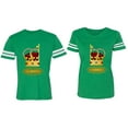 thumbnail image 1 of King Queen Red Gold Crown Matching Couple Cotton Jerseys (Men Green / Women Green) (Men M / Women S), 1 of 3