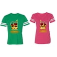 thumbnail image 1 of King Queen Red Gold Crown Matching Couple Cotton Jerseys (Men Green / Women Pink) (Men S / Women XL), 1 of 3
