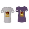 thumbnail image 1 of King Queen Red Gold Crown Matching Couple Cotton Jerseys (Men Heather / Women Purple) (Men XL / Women L), 1 of 3