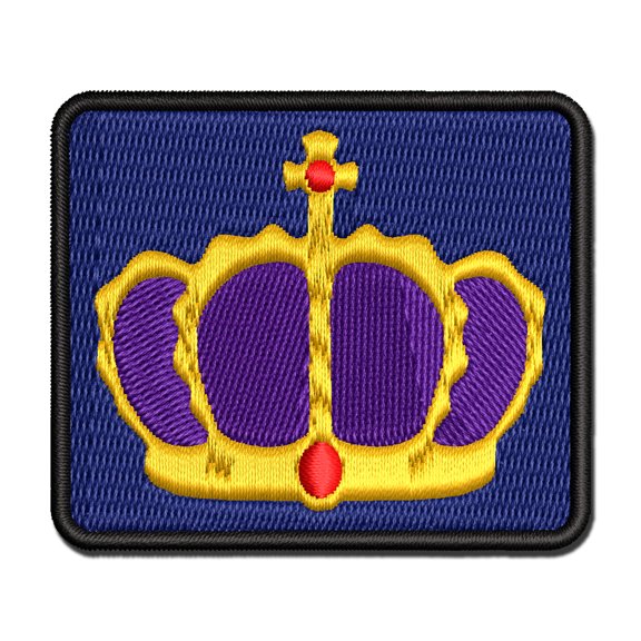 King Queen Royal Crown Applique Multi-Color Embroidered Hook & Loop Patch - 3.5 Inch Large