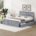 thumbnail image 1 of King/ Queen Size Wooden Platform Bed Frame with Four Storage Drawers and Support Legs, 1 of 13
