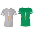 thumbnail image 1 of King Queen Sword Matching Couple Cotton Jerseys (Men Heather / Women Green) (Men XXL / Women L), 1 of 3