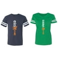 thumbnail image 1 of King Queen Sword Matching Couple Cotton Jerseys (Men Navy / Women Green) (Men XXL / Women M), 1 of 3