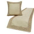 thumbnail image 1 of King / Queen / Twin Ivory & Gold Decorative Full 68"x18" Bed Runner WITH Pillow Cover, Mosaic & Beaded Bed Scarf on Jacquard fabric - Tessellation, 1 of 4