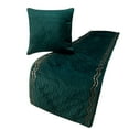 thumbnail image 1 of King Queen Twin Teal Blue Handmade King 90"x18" Bed Runner With Pillow Cover, Quilted & Crystals Bed Scarf on Velvet fabric - Teal Diamond Symphony, 1 of 3