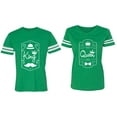 thumbnail image 1 of King Queen White Pentagon Matching Couple Cotton Jerseys (Men Green / Women Green) (Men L / Women M), 1 of 3