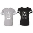 thumbnail image 1 of King Queen White Pentagon Matching Couple Cotton Jerseys (Men Heather / Women Black) (Men XL / Women L), 1 of 3