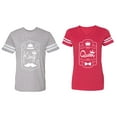 thumbnail image 1 of King Queen White Pentagon Matching Couple Cotton Jerseys (Men Heather / Women Red) (Men XL / Women L), 1 of 3
