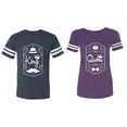thumbnail image 1 of King Queen White Pentagon Matching Couple Cotton Jerseys (Men Navy / Women Purple) (Men M / Women L), 1 of 3