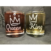 King Queen Wifey Hubby His Hers Couple Marriage Anniversary Parents Mother Father 10 Oz Rock Whiskey Glass Set Of 2 Wine