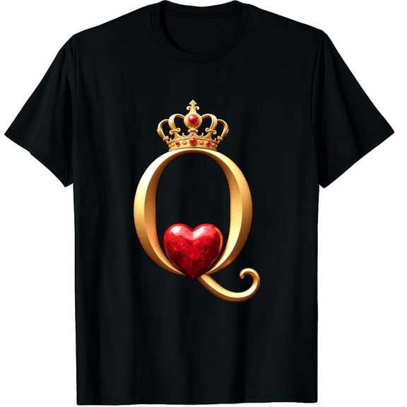 King & Queen of Hearts Crown Couple Saint Valentine's Day Graphic Crew Neck Short Sleeve T-Shirts (Men's, Women's)