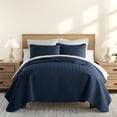 thumbnail image 1 of Lightweight Wrinkle Resistant Quilt Sets in Navy Herringbone for King Size Bedding by Comfort Canopy, 1 of 10