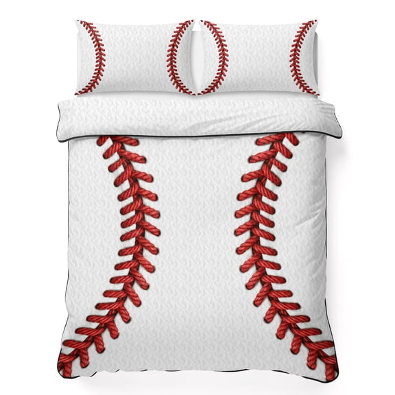 King Quilt Bedding Set, Baseball Stitches Texture Soft Microfiber Summer Bedspread Coverlet with 2 Pillow Shams for All Season, Modern Minimalist Sport Theme Breathable Bedding Set for Hot Sleepers