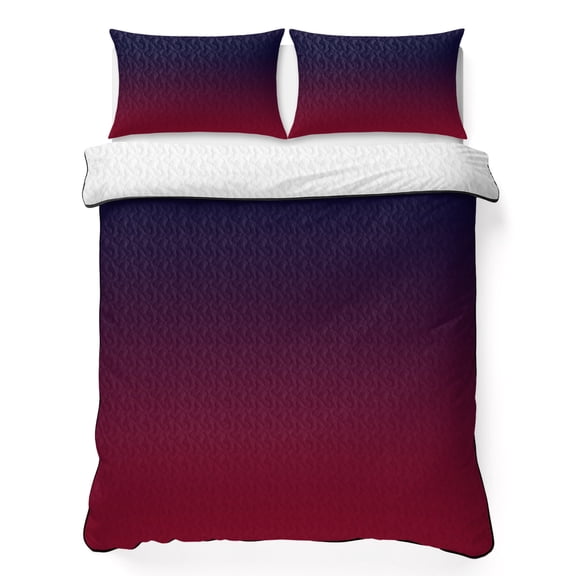 King Quilt Bedding Set Burgundy Red Gradient Ombre Summer Quilt Lightweight Quilted Coverlet with 2 Pillow Shams, Dark Maroon Shadow 3-Piece Bedspread Quilt Set for All Season