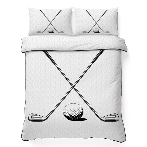 King Quilt Bedding Set, Golf Ball Club Soft Microfiber Summer Bedspread Coverlet with 2 Pillow Shams for All Season, Classic Sport Breathable Bedding Set for Hot Sleepers
