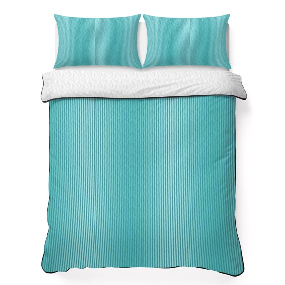 King Quilt Bedding Set Gradient Mint Green Striped Summer Quilt Lightweight Quilted Coverlet with 2 Pillow Shams, Modern Minimalist Line 3-Piece Bedspread Quilt Set for All Season
