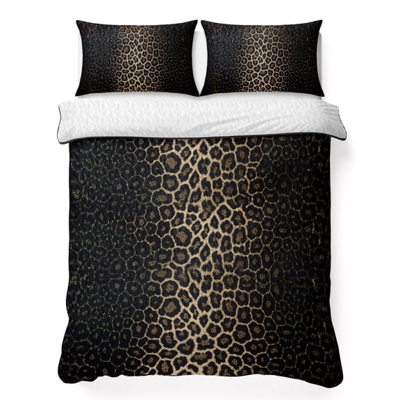 King Quilt Bedding Set, Modern Leopard Texture Soft Microfiber Summer Bedspread Coverlet with 2 Pillow Shams for All Season, Wild Animal Print Print Breathable Bedding Set for Hot Sleepers