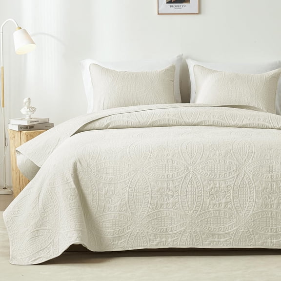 King Quilt Bedding Set,Olive Green Ultrasonic King/Cal King Quilt Set,Lightweight Soft Bedspread Coverlet,Modern Style Coin Pattern Bed Cover for All Seasons,3 Piece(1 Quilt,2 Pillow Shams)