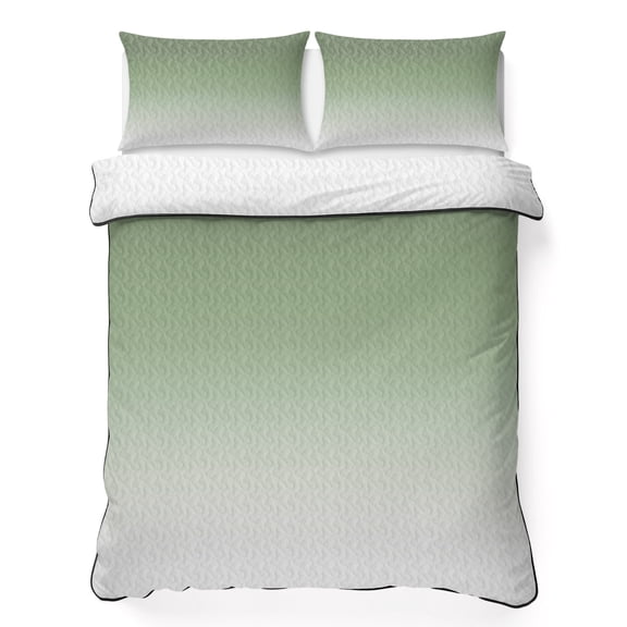 King Quilt Bedding Set Spring Gradient Simplistic Summer Quilt Lightweight Quilted Coverlet with 2 Pillow Shams, Simple Sage Green White Ombre 3-Piece Bedspread Quilt Set for All Season