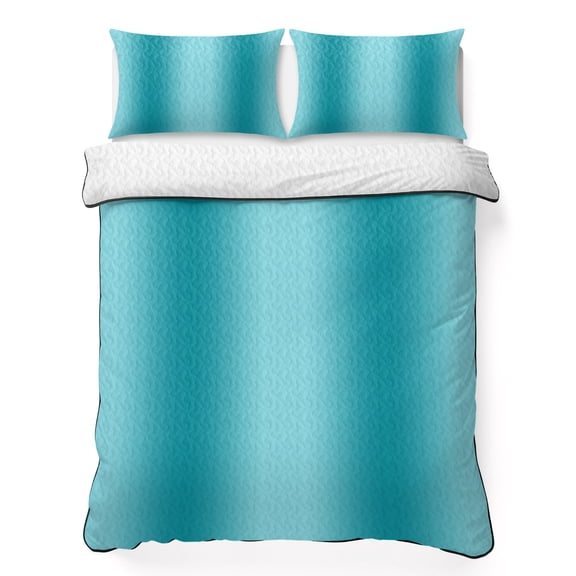 King Quilt Bedding Set Turquoise Gradient Modern Pattern Summer Quilt Lightweight Quilted Coverlet with 2 Pillow Shams, Teal Abstract Art 3-Piece Bedspread Quilt Set for All Season