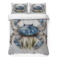 thumbnail image 1 of King Quilt Set 96''x106'', Blue Crab Coastal Lightweight Summer Bedspread Coverlet Set with 2 Pillow Shams, Vintage Beach Nautical Coral Sea Breathable All Season Quilt Bedding for Bedroom/Guest Room, 1 of 9