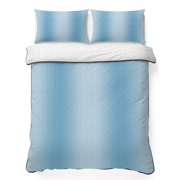 King Quilt Set 96''x106'', Blue Ombre Lightweight Summer Bedspread Coverlet Set with 2 Pillow Shams, Modern Abstract Art Farmhouse Gradient Breathable All Season Quilt Bedding for Bedroom/Guest Room