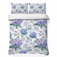 thumbnail image 1 of King Quilt Set 96''x106'', Blue Purple Spring Floral Lightweight Summer Bedspread Coverlet Set with 2 Pillow Shams, Summer Botanical Elegant Breathable All Season Quilt Bedding for Bedroom/Guest Room, 1 of 9