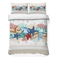 thumbnail image 1 of King Quilt Set 96''x106'', Blue Starfish Beach Lightweight Bedspread Coverlet with 2 Pillow Shams, Summer Coral Conch Coastal Retro Beige Breathable All Season Quilt Bedding for Bedroom/Guest Room, 1 of 9