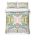 thumbnail image 1 of King Quilt Set 96''x106'', Boho Green Flower Lightweight Summer Bedspread Coverlet Set with 2 Pillow Shams, Botanical Watercolor Leaf Floral Breathable All Season Quilt Bedding for Bedroom/Guest Room, 1 of 9