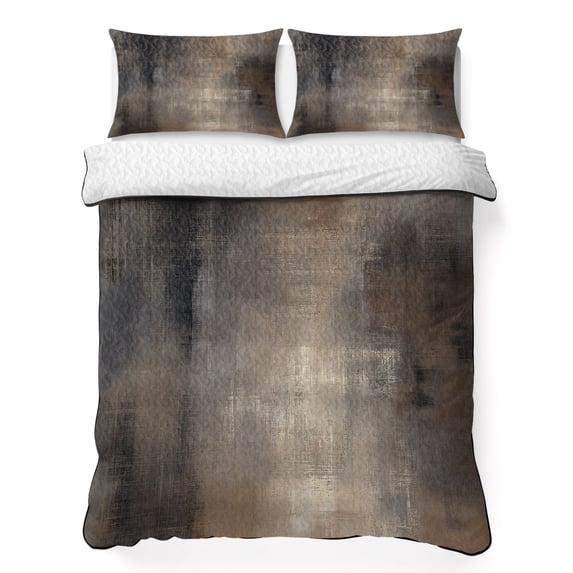 King Quilt Set 96''x106'', Brown Lightweight Summer Bedspread Coverlet Set with 2 Pillow Shams, Modern Abstract Art Ombre Oil Painting Breathable All Season Quilt Bedding for Bedroom/Guest Room