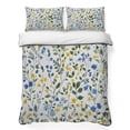 thumbnail image 1 of King Quilt Set 96''x106'', Elegant Blue Yellow Spring Floral Lightweight Bedspread Coverlet Set with 2 Pillow Shams, Summer Botanical Green Breathable All Season Quilt Bedding for Bedroom/Guest Room, 1 of 9