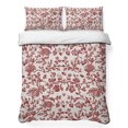 thumbnail image 1 of King Quilt Set 96''x106'', Farmhouse Red Lightweight Summer Bedspread Coverlet Set with 2 Pillow Shams, Vintage Flower Leaf Botanical Plant Breathable All Season Quilt Bedding for Bedroom/Guest Room, 1 of 9
