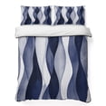 thumbnail image 1 of King Quilt Set 96''x106'', Navy Blue Lightweight Summer Bedspread Coverlet Set with 2 Pillow Shams, Modern Moire Abstract Ripple Geometric Breathable All Season Quilt Bedding for Bedroom/Guest Room, 1 of 9