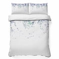 thumbnail image 1 of King Quilt Set 96''x106'', Purple Botanical Lightweight Summer Bedspread Coverlet Set with 2 Pillow Shams, Spring Weeping Eucalyptus Leaves Breathable All Season Quilt Bedding for Bedroom/Guest Room, 1 of 9