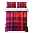 thumbnail image 1 of King Quilt Set 96''x106'', Red Purple Lightweight Bedspread Coverlet Set with 2 Pillow Shams, Modern Striped Plaid Abstract Oil Painted Breathable All Season Quilt Bedding for Bedroom/Guest Room, 1 of 9