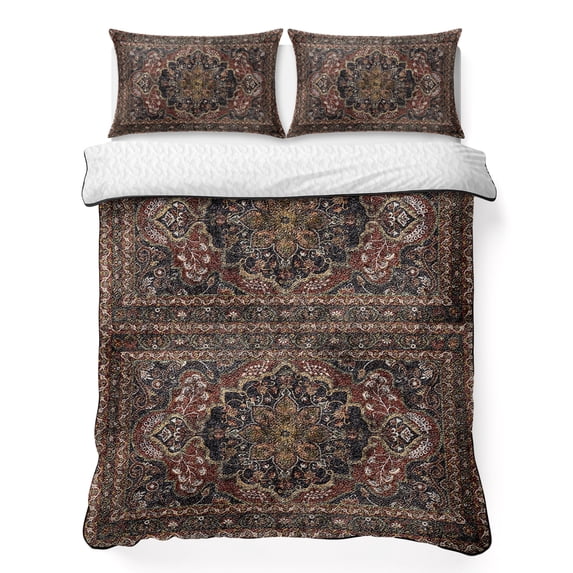 King Quilt Set 96''x106'', Retro Boho Lightweight Bedspread Coverlet Set with 2 Pillow Shams, Modern Geometric Abstract Art Breathable All Season Quilt Bedding for Bedroom/Guest Room