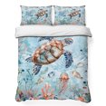 thumbnail image 1 of King Quilt Set 96''x106'', Sea Turtle Lightweight Bedspread Coverlet Set with 2 Pillow Shams, Summer Beach Coastal Nautical Coral Blue Red Breathable All Season Quilt Bedding for Bedroom/Guest Room, 1 of 9
