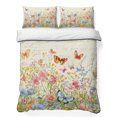 thumbnail image 1 of King Quilt Set 96''x106'', Spring Summer Botanical Lightweight Summer Bedspread Coverlet Set with 2 Pillow Shams, Butterfly Floral Vintage Breathable All Season Quilt Bedding for Bedroom/Guest Room, 1 of 9