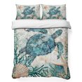 thumbnail image 1 of King Quilt Set 96''x106'', Teal Coastal Turtle Lightweight Bedspread Coverlet Set with 2 Pillow Shams, Vintage Summer Beach Nautical Coral Breathable All Season Quilt Bedding for Bedroom/Guest Room, 1 of 9