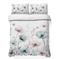 thumbnail image 1 of King Quilt Set 96''x106'', Teal Pink Spring Floral Lightweight Bedspread Coverlet Set with 2 Pillow Shams, Summer Botanical Watercolor Breathable All Season Quilt Bedding for Bedroom/Guest Room, 1 of 9