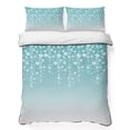 thumbnail image 1 of King Quilt Set 96''x106'', Weeping Flowers Lightweight Bedspread Coverlet Set with 2 Pillow Shams, Teal Ombre Spring Floral Botanical Art Breathable All Season Quilt Bedding for Bedroom/Guest Room, 1 of 9