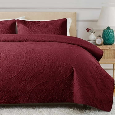 King Quilt Set - Lightweight Microfiber King Size Summer Bedspread - Modern Style Coin Pattern Soft Ultrasonic Coverlet Quilts Bedding Set for All Season, 3 Piece (1 Quilt, 2 Pillow Shams)