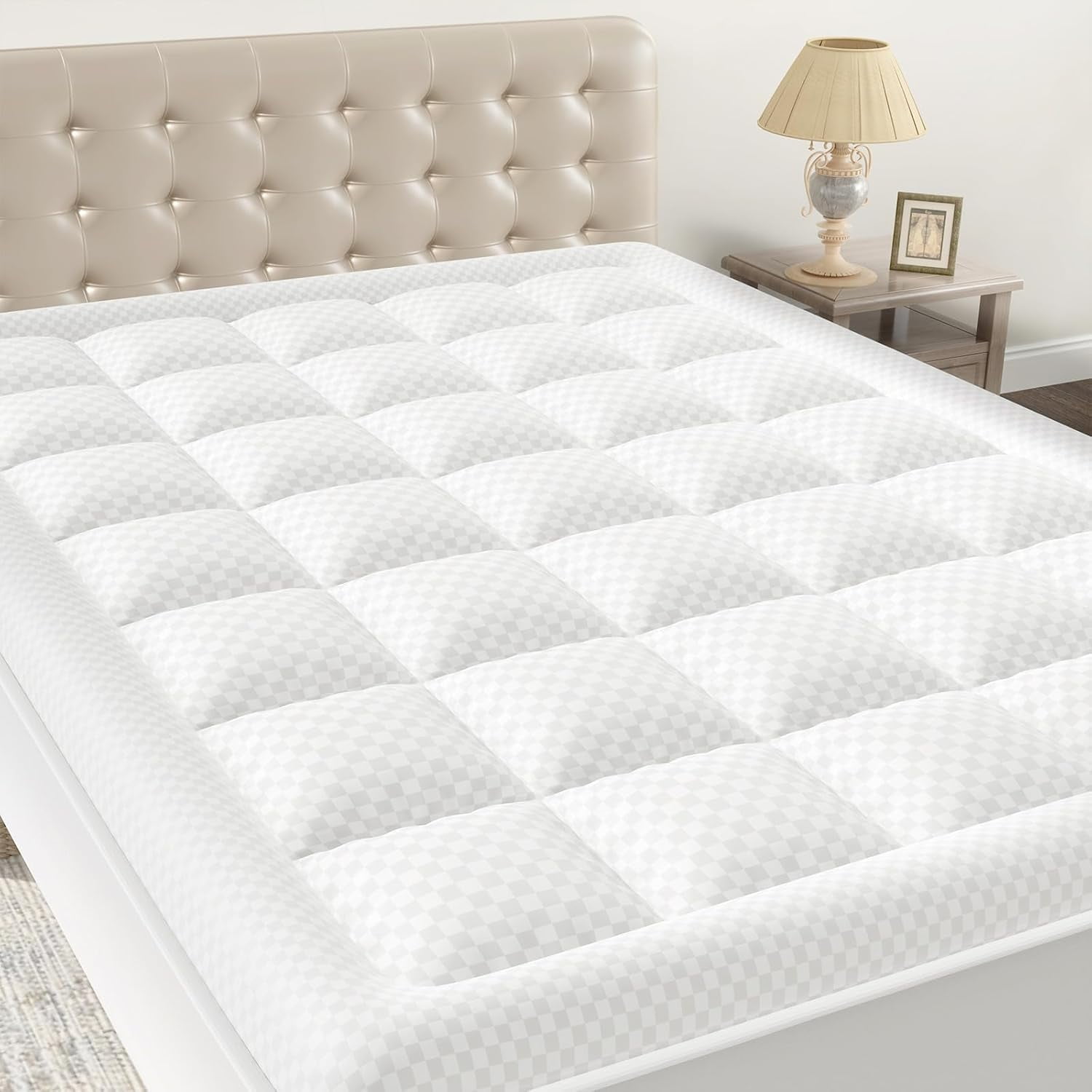 King Quilted Fitted Mattress Pad Cooling Soft Mattress Topper