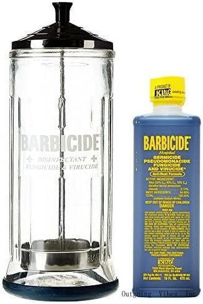 King Research Barbicide Large 37Oz Disinfecting Jar & 16Oz Disinfectant