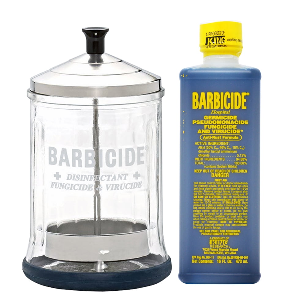 King Research Barbicide Disinfecting Jar Midsize 21oz + Disinfectant
