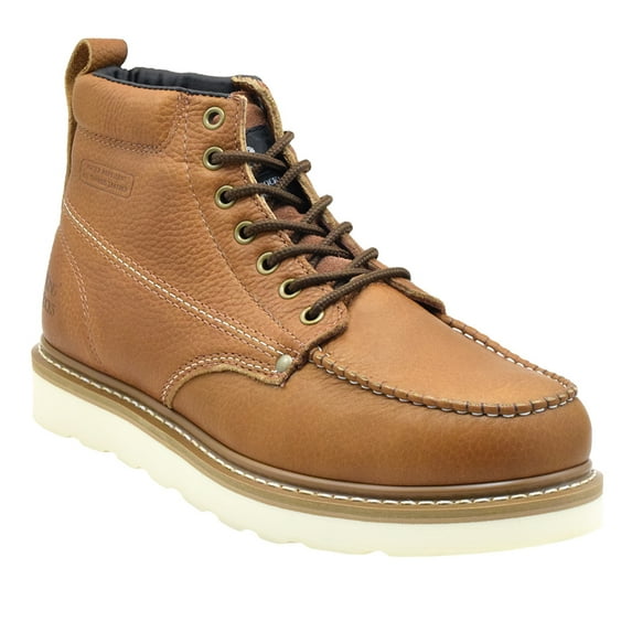 King Rocks Men's Moc Toe Construction Boots Work Shoes 6 D(M) Brown
