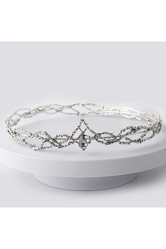 King Round Elves Crown Tiara Women Man Waterdrop Zircon Headband Bridal Hair Accessories Crown Wedding Headwear Gifts