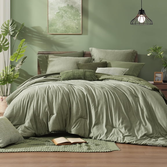 King Sage Green Reversible 7 Piece Cationic Dye Bed-in-a-Bag Set